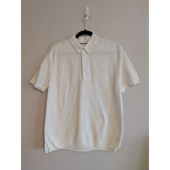 Billy Reid Hemp Cotton Twill Polo in White size Large Orig. $178 - Picture 5 of 8